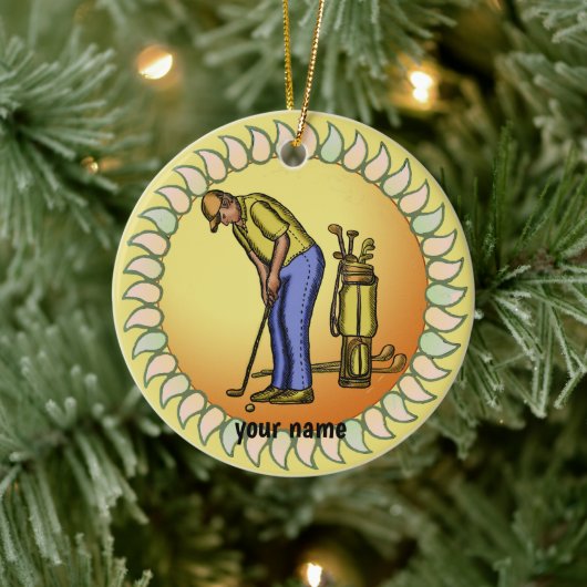 Golfer Grandpa Keramisch Ornament (Boom)