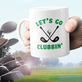 Golfer Grappige Golfclub Modern Sport Zwart Groen Grote Koffiekop