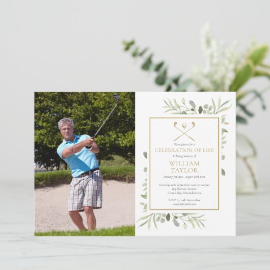 Golfer Greenery Viering van het Leven Foto Kaart (Staand voorkant)