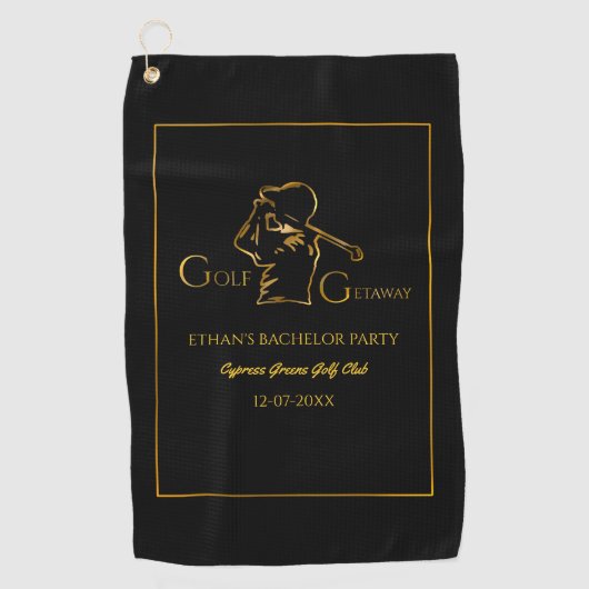 Golfer Groom Bachelor Party Classic luxe goud Golfhanddoek (Voorkant)