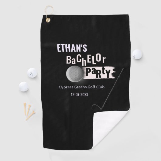 Golfer Groom Bachelor Party Classic Wit Zwart Golfhanddoek (Insitu)