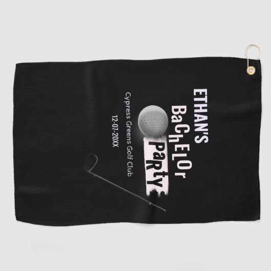 Golfer Groom Bachelor Party Classic Wit Zwart Golfhanddoek (Horizontaal)