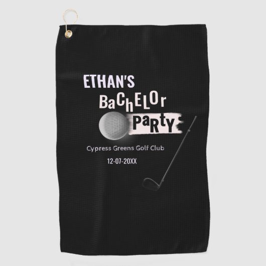 Golfer Groom Bachelor Party Klassieker Wit Zwart Golfhanddoek (Voorkant)