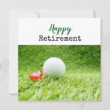 Golfer Happy Retirement met golfbal op groen