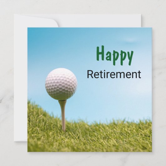 Golfer Happy Retirement met golfbal op t-shirt af (Voorkant)