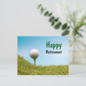 Golfer Happy Retirement met golfbal op t-shirt af Briefkaart (Staand voorkant)