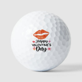 Golfer Happy Valentijnsdag met rode lip Golfballen