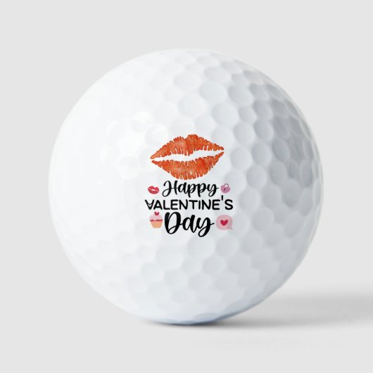 Golfer Happy Valentijnsdag met rode lip Golfballen (Voorkant)