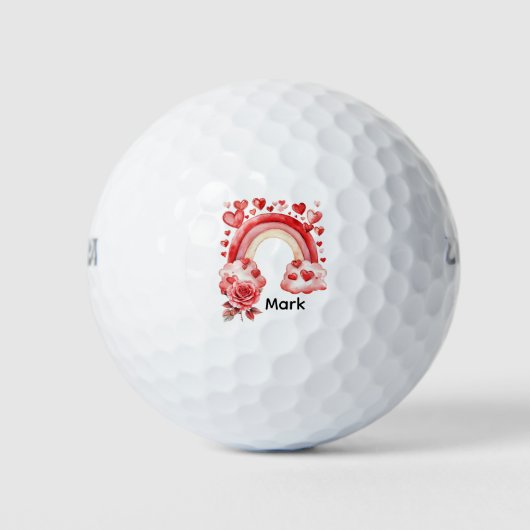 Golfer Happy Valentine's Day love rainbow Golfballen (Voorkant)
