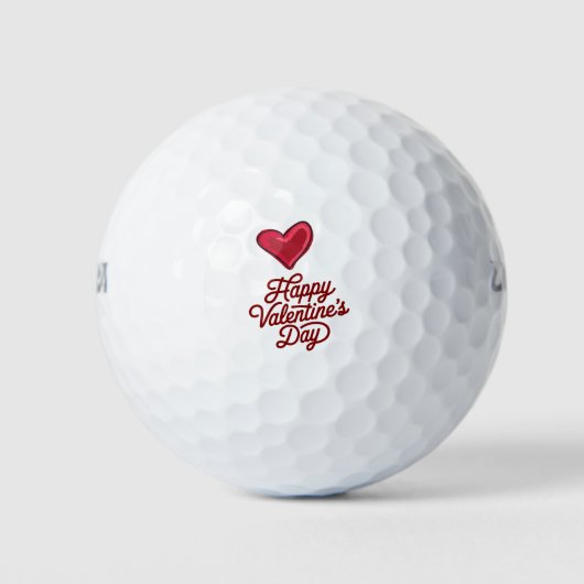 Golfer Happy Valentine's Day with love red heart   Golfballen (Voorkant)