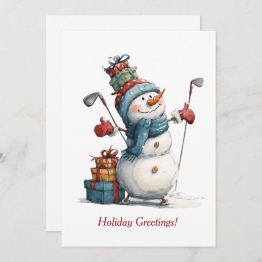 Golfer Holiday Kaart (Voorkant / Achterkant)