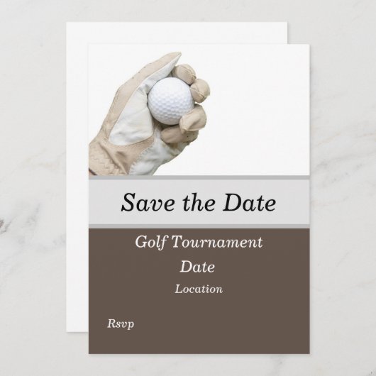 Golfer houdt golfbal aan voor Save the Date golfer Kaart (Voorkant / Achterkant)