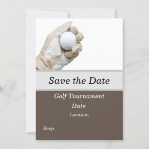 Golfer houdt golfbal aan voor Save the Date golfer Kaart