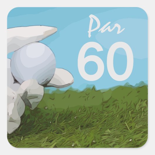Golfer houdt golfbal voor golfer 60e verjaardag vierkante sticker (Voorkant)