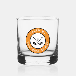 Golfer Humor Golf IJzer Funny Sport Oranje Zwart Whisky Glas