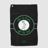 Golfer Humor T-shirt Time Sport Monogram Black & G Golfhanddoek (Voorkant)