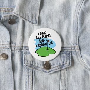Golfer ik hou van grote putten en ik kan niet lieg ronde button 7,6 cm