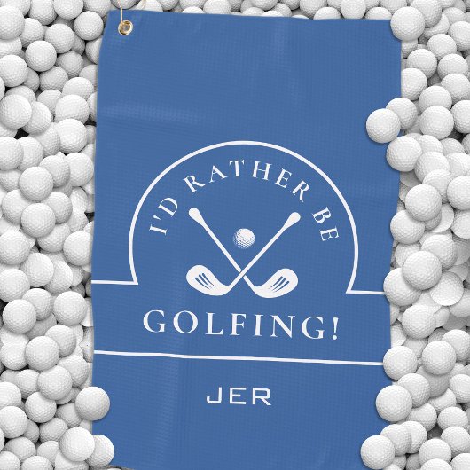 Golfer ik zou eerder Golfing Monogrammed Blue zijn Golfhanddoek