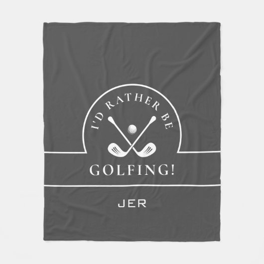 Golfer ik zou eerder Golfing Monogrammed Grey zijn Fleece Deken (Voorkant)