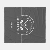 Golfer ik zou eerder Golfing Monogrammed Grey zijn Fleece Deken (Voorkant (Horizontaal))