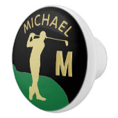 Golfer in actie twee toon monogram keramische knop (Rechts)