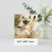 Golfer in bed for cat lovers to get well soon briefkaart (Staand voorkant)