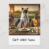 Golfer in club house with golf ball in plate briefkaart (Voorkant)