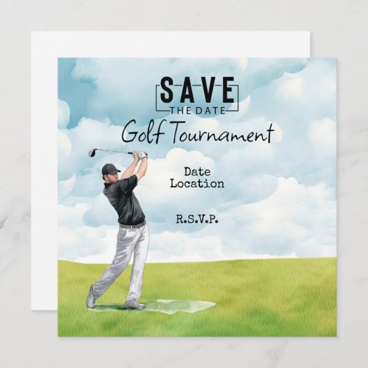 Golfer in de golfbaan sparen de datum kaart (Voorkant / Achterkant)