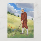 golfer in de ruwe vorm briefkaart (Voorkant)