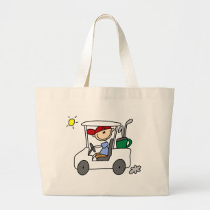 Golfer in Golf Cart Grote Tote Bag