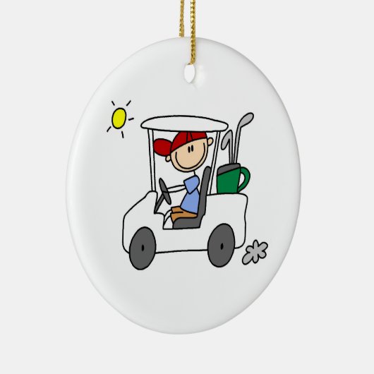 Golfer in Golf Cart Keramisch Ornament (Rechts)