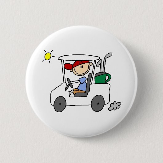 Golfer in Golf Cart Ronde Button 5,7 Cm (Voorkant)