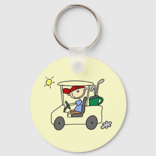Golfer in Golf Cart Sleutelhanger