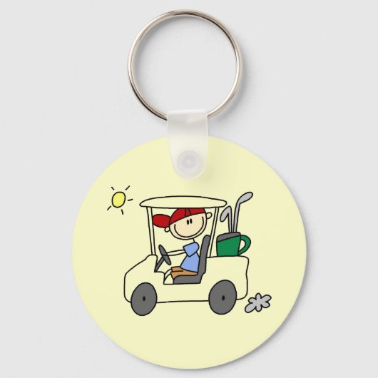 Golfer in Golf Cart Sleutelhanger (Voorkant)