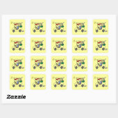 Golfer in Golf Cart Vierkante Sticker (Vel)