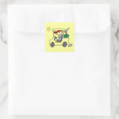 Golfer in Golf Cart Vierkante Sticker (Tas)