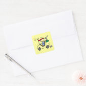 Golfer in Golf Cart Vierkante Sticker (Envelop)