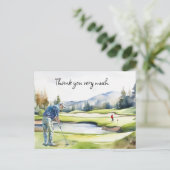 Golfer in golfbaan waterverf bedankt je kaart (Staand voorkant)