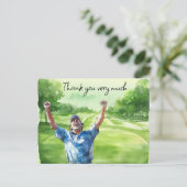 Golfer in golfbaan waterverf bedankt je kaart (Staand voorkant)