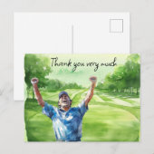 Golfer in golfbaan waterverf bedankt je kaart (Voorkant / Achterkant)