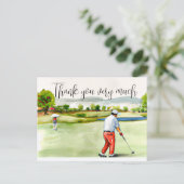 Golfer in golfbaan waterverf bedankt je kaart (Staand voorkant)