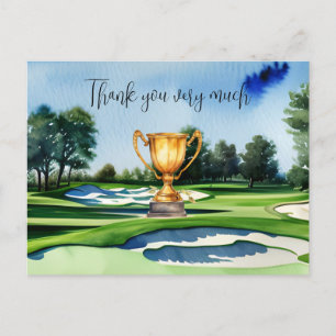 Golfer in golfbaan waterverf bedankt je kaart