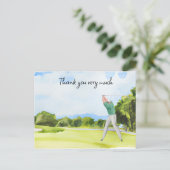 Golfer in golfbaan waterverf bedankt je kaart (Staand voorkant)