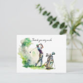 Golfer in golfbaan waterverf bedankt je kaart (Staand voorkant)