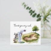 Golfer in golfbaan waterverf bedankt je kaart (Staand voorkant)