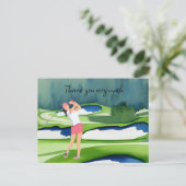 Golfer in golfbaan waterverf bedankt je kaart (Staand voorkant)