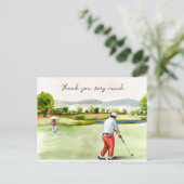 Golfer in golfbaan waterverf bedankt je kaart (Staand voorkant)