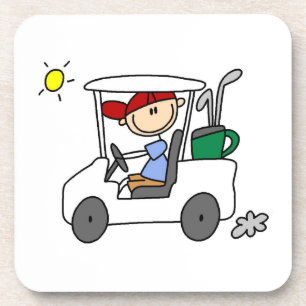 Golfer in Golfkar Bier Onderzetter