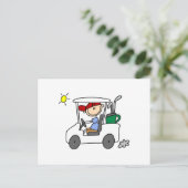 Golfer in Golfkar Briefkaart (Staand voorkant)