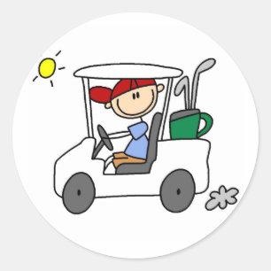 Golfer in Golfkar Ronde Sticker